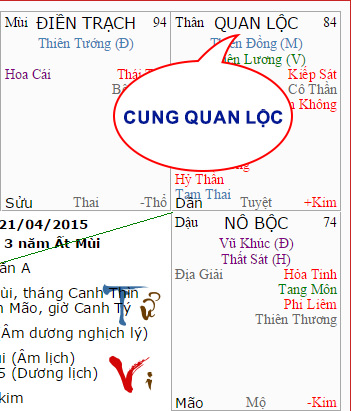 Minh họa Cung Quan Lộc trong Lá Số Tử Vi